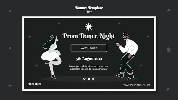 Free PSD black and white prom banner template