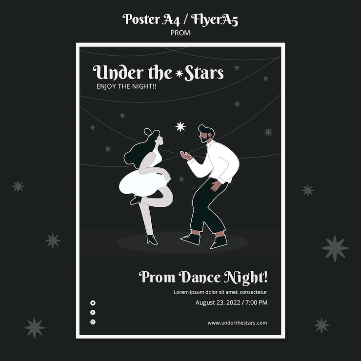 Free PSD black and white prom print template