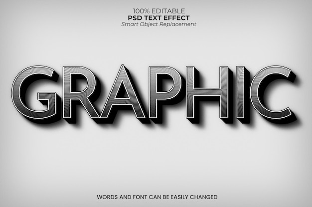 Free PSD black and white retro text effect