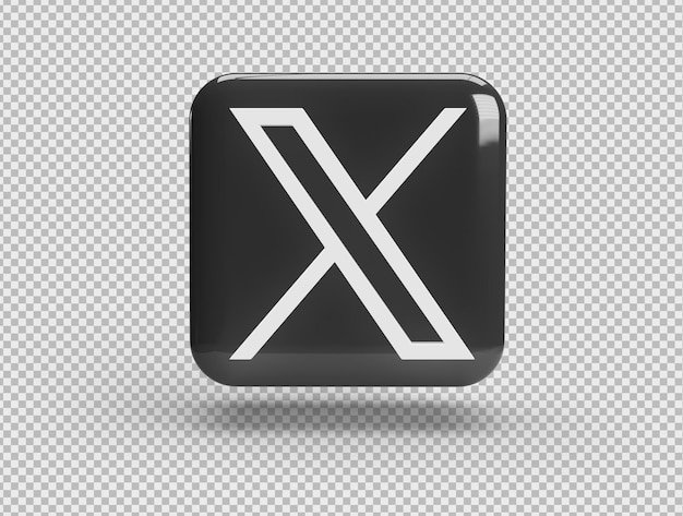 Free PSD black and white square twitter logo isolated on transparent background