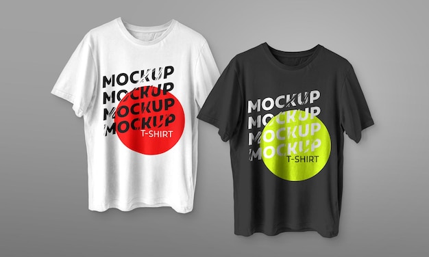 Black and white tshirts mockup Free Psd