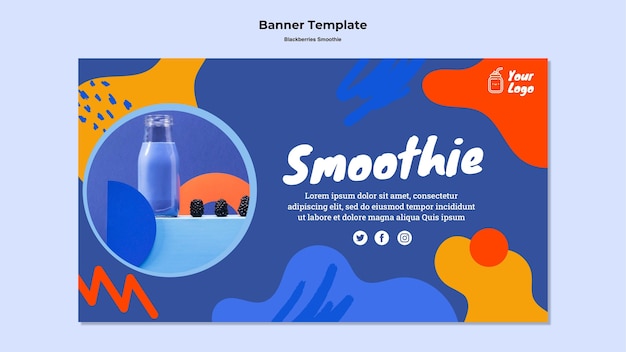 Free PSD blackberries smoothie banner template