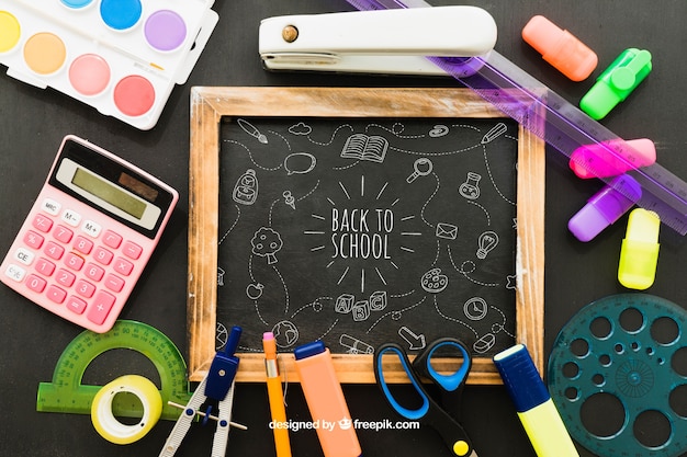 Free PSD blackboard and complete set of school materials