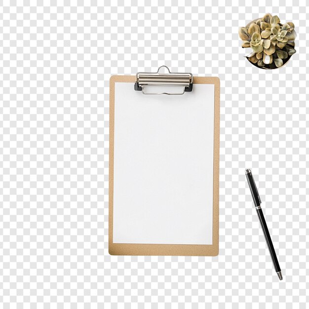 Blank Clipboard Pen and Succulent A Minimalist Workspace