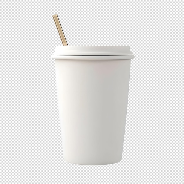 Free PSD blank coffee cup with straw isolated on background