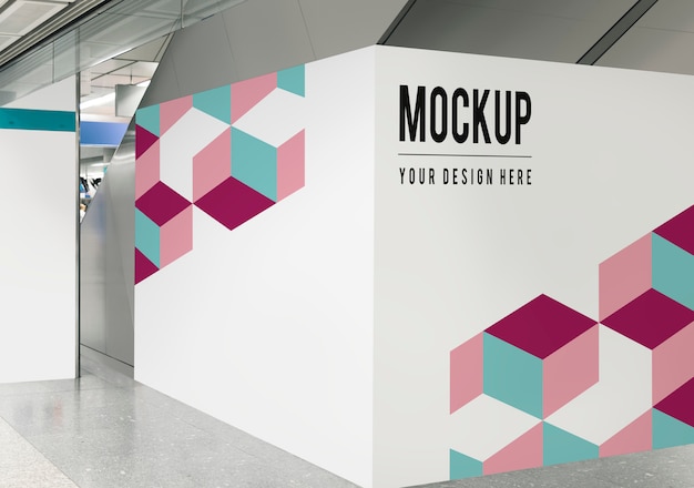 Exhibition Wall Mockup at a Train Station – Free Download