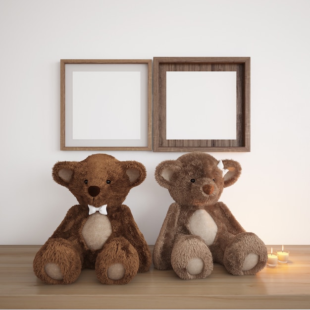 Free PSD blank frames with teddy bears and candles