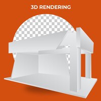 免费PSD空白展位模型模板3d渲染