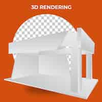 PSD gratuito rendering 3d del modello di mockup della cabina del supporto vuoto