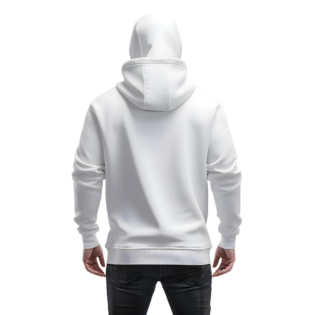 Blank white hoodie mockup front view isolated on white background