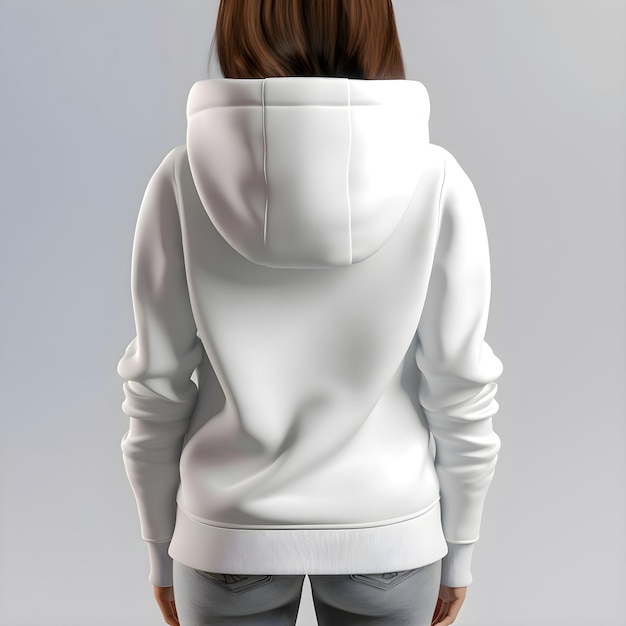 Free PSD blank white sweatshirt mockup rear view 3d rendering