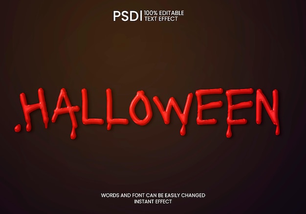 無料PSD 黒い背景にハロウィーンの出血テキスト効果