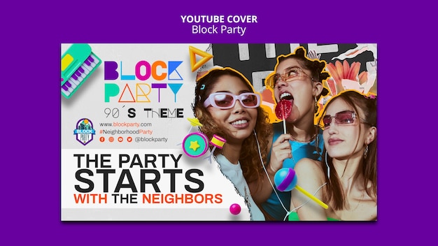 Free PSD block party template design