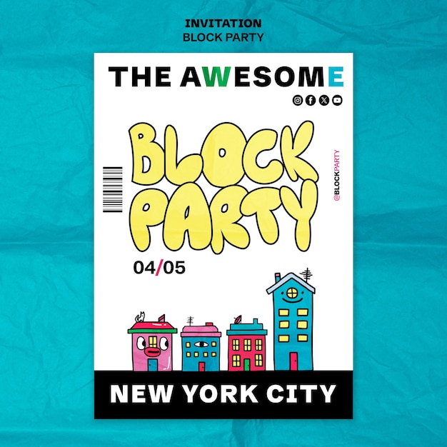 Free PSD block party template design