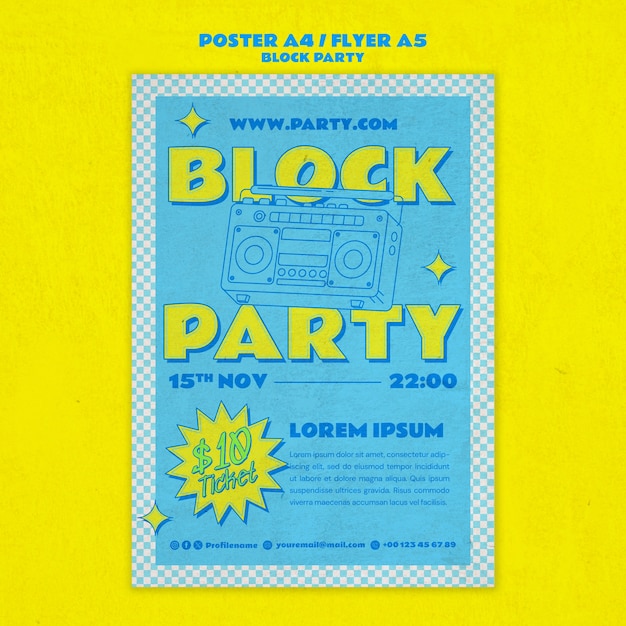 Free PSD block party template design