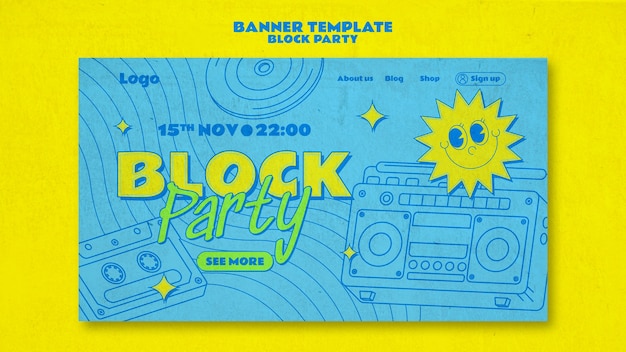 Free PSD block party template design