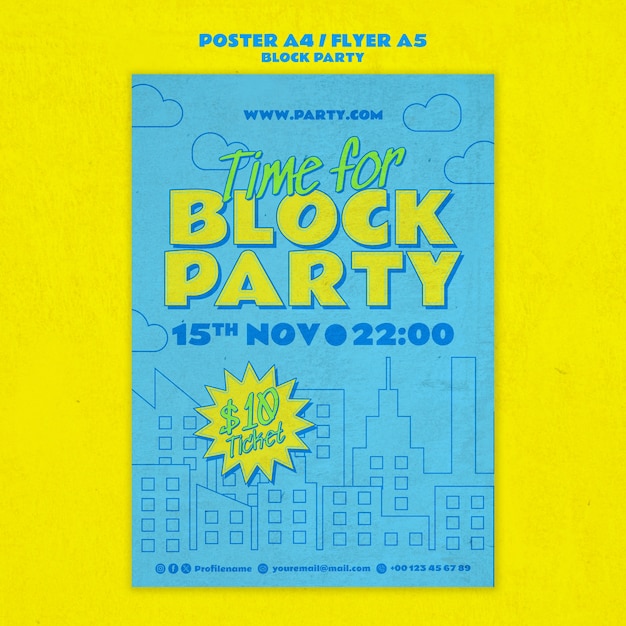 Free PSD block party template design