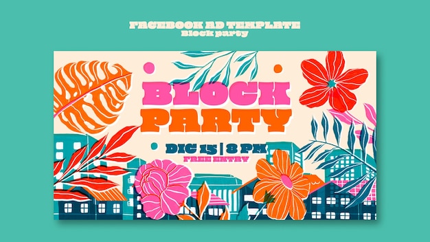 Free PSD block party template design