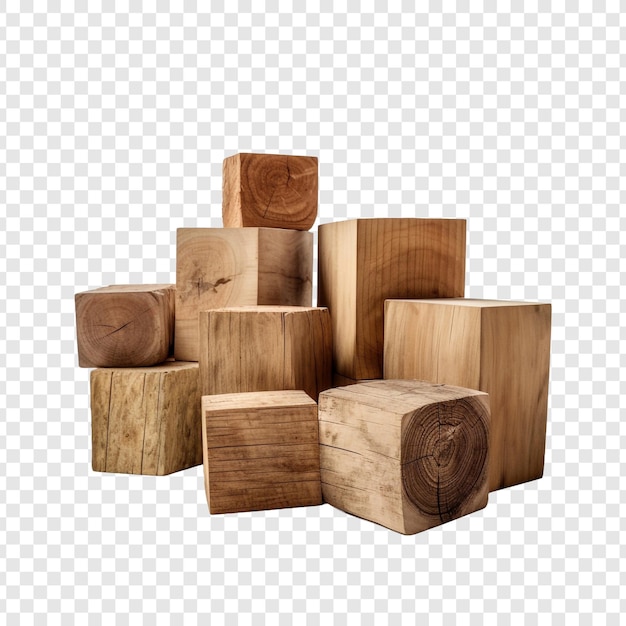 Blocks made of wood isolated on transparent background