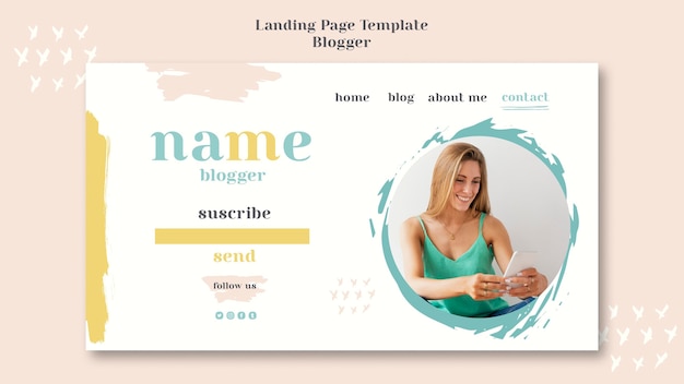 Free PSD blogger concept landing page template