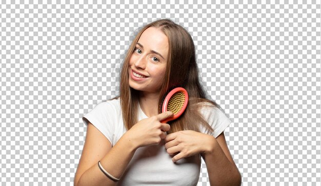 blonde woman with a hair comb