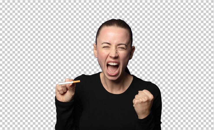Free PSD blonde young pretty woman with a cigarette