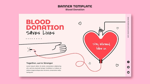 Modello banner orizzontale per donazione di sangue