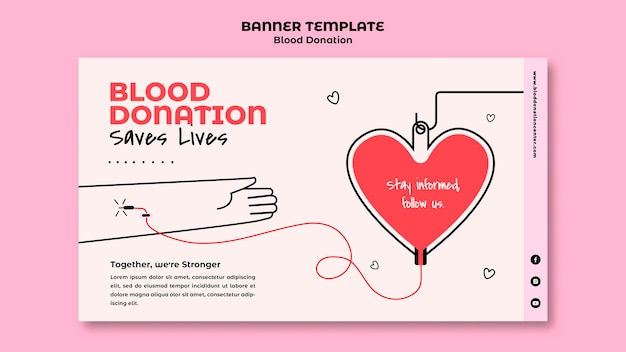 Blood donation horizontal banner template