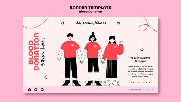 Blood donation humanitarian act banner template
