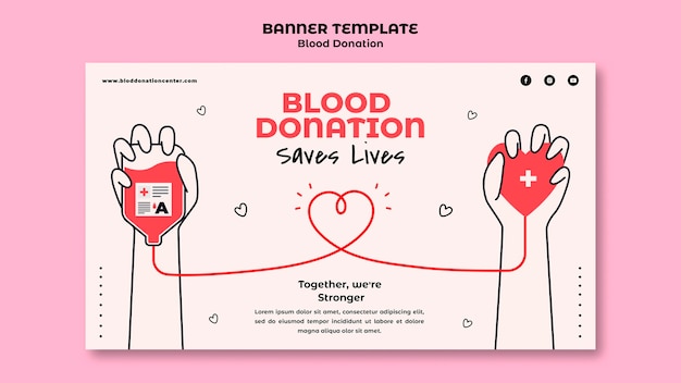 PSD gratuito banner atto umanitario per la donazione di sangue