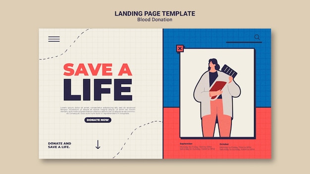 Blood donation landing page template design