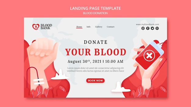 Blood donation landing page template