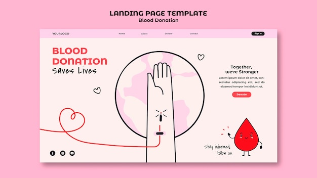 Free PSD blood donation landing page template