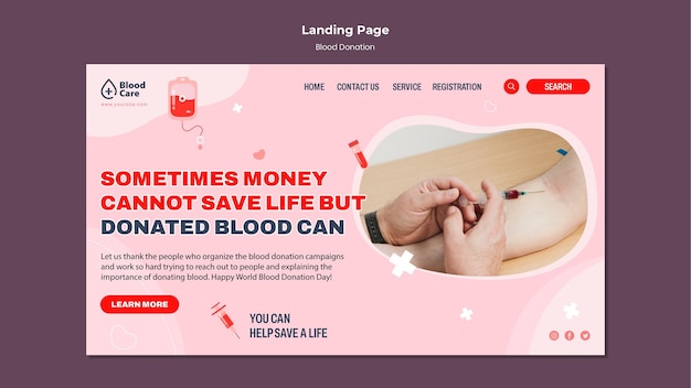 Free PSD blood donation landing page