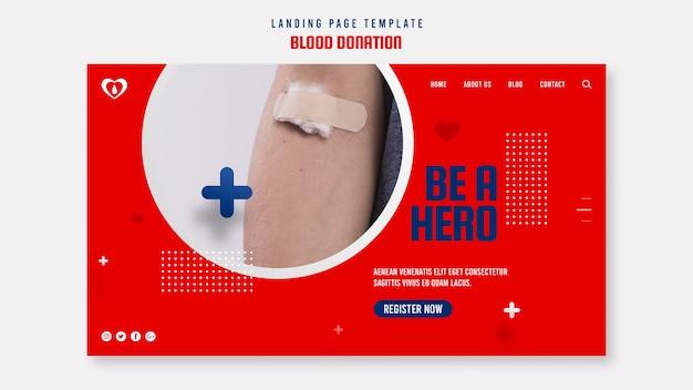 Free PSD blood donation landing page