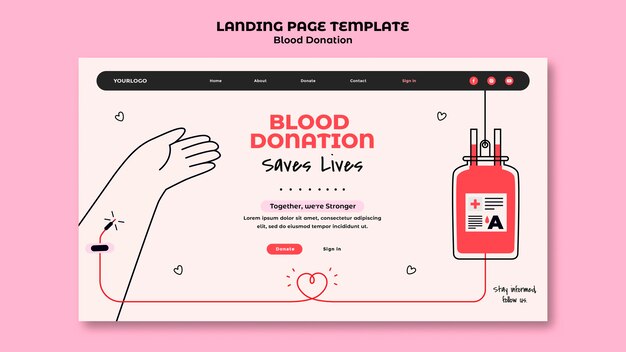 Blood donation landing page