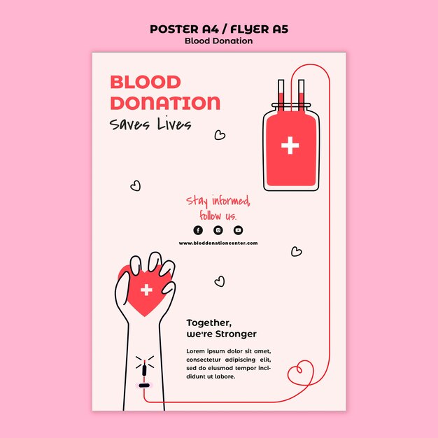 Modello di poster per la donazione di sangue