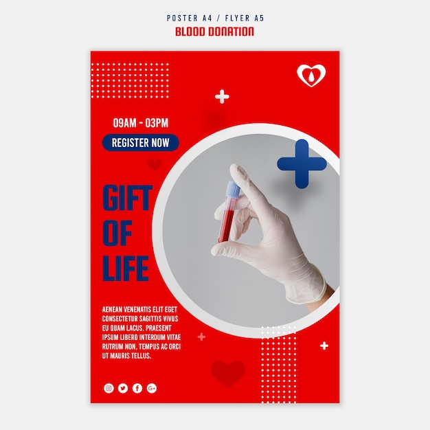 Free PSD blood donation register flyer template