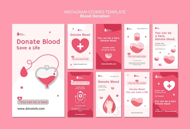 Free PSD blood donation social media stories