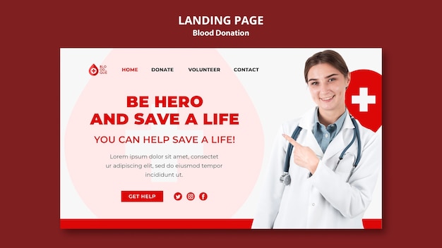 PSD gratuito modello web per la donazione di sangue