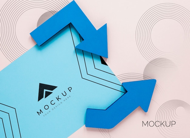 Blue arrows and business mock-up card