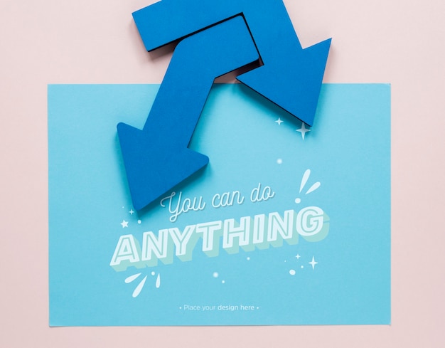 Blue arrows with you can do anything lettering