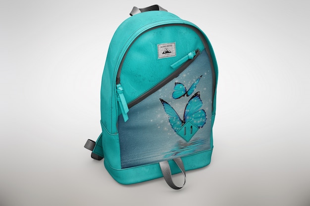 Blue bagpack mock up