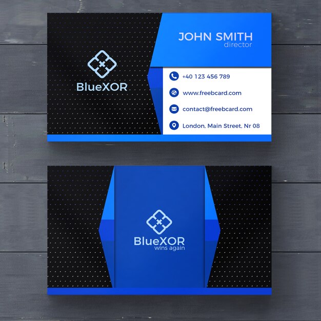 Blue and black modern business card