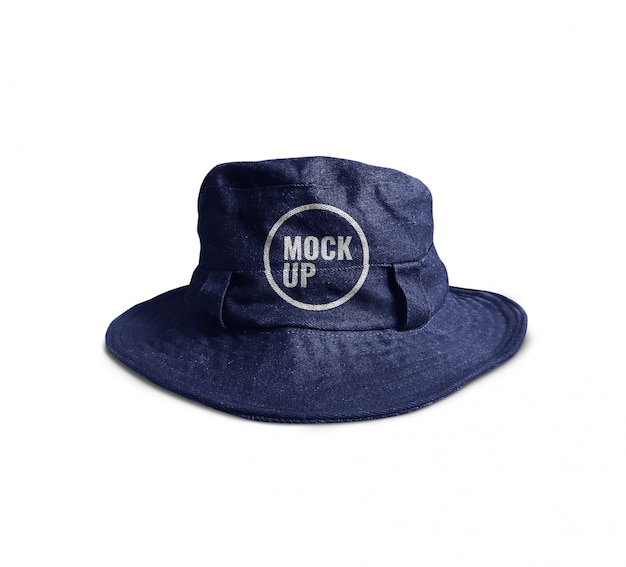 Blue bucket hat mockup realistic