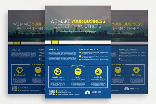 Free PSD blue business brochure