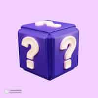 Free PSD blue cube with questionmark sign on boxes