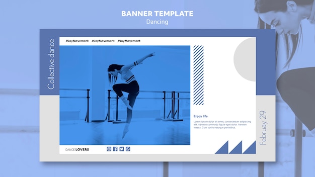 Free PSD blue dancing banner template