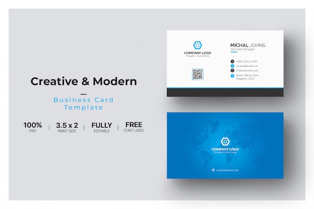 Blue elegant corporate card – Free PSD Template for Download