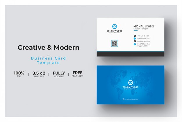 blue elegant corporate card